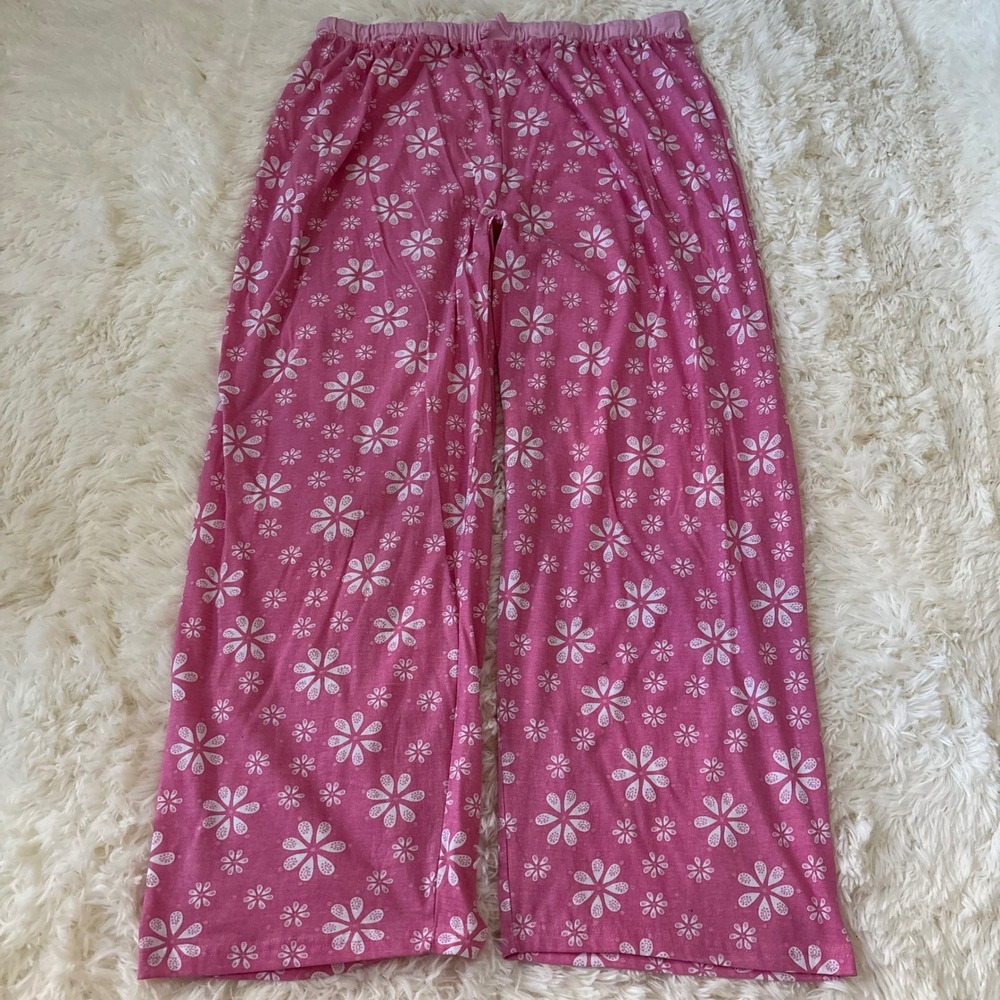 Mayfair Pink Floral Daisy Pajama Pants Wide Leg Cotton Blend Plus Size 2X